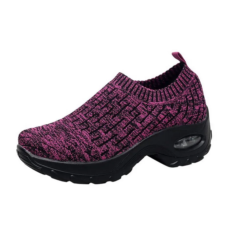 Women's Lightweight Sneakers - KAMUCC Mesh Air Sneakers - Med Heel - Spring/Autumn - SSL222