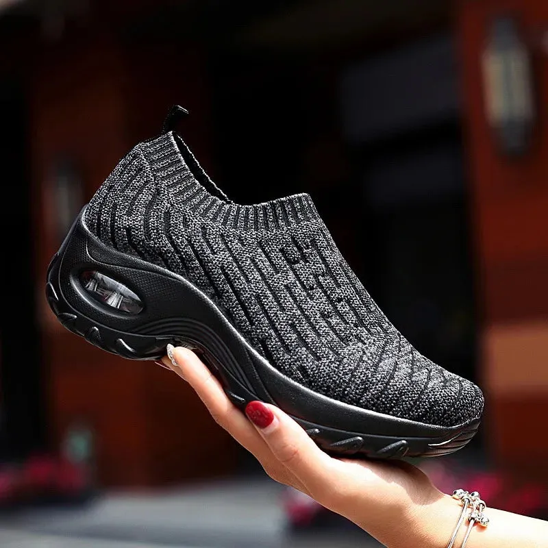 Women's Lightweight Sneakers - KAMUCC Mesh Air Sneakers - Med Heel - Spring/Autumn - SSL222