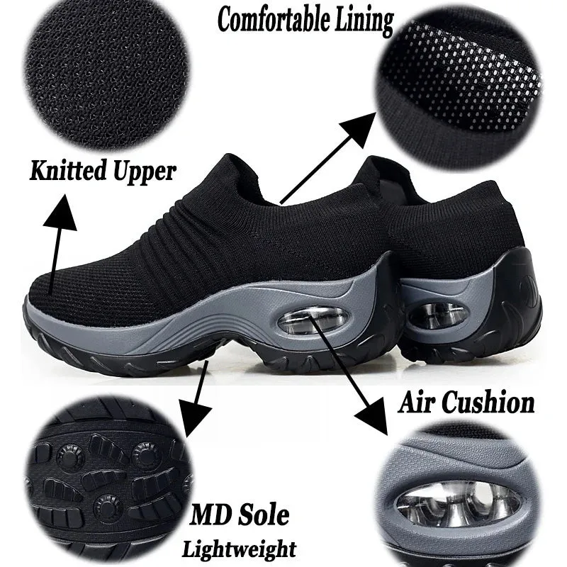 Women's Lightweight Sneakers - KAMUCC Mesh Air Sneakers - Med Heel - Spring/Autumn - SSL222