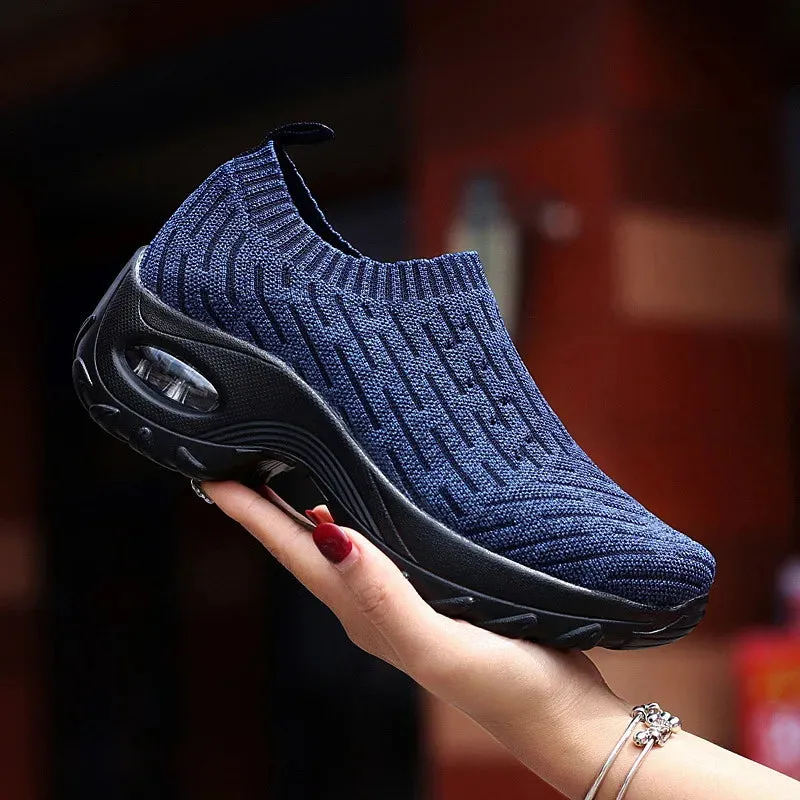 Women's Lightweight Sneakers - KAMUCC Mesh Air Sneakers - Med Heel - Spring/Autumn - SSL222