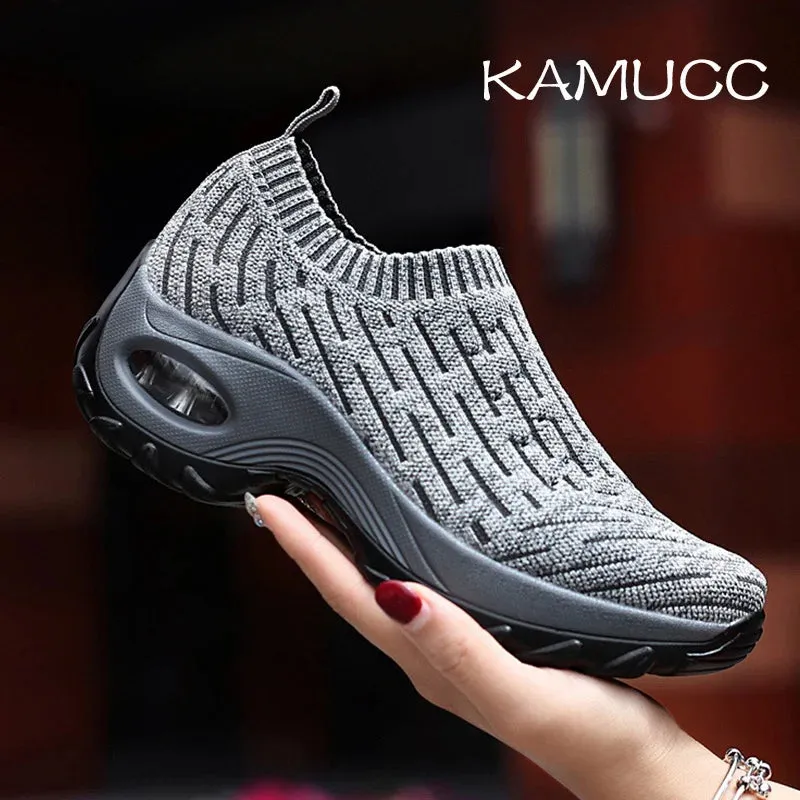 Women's Lightweight Sneakers - KAMUCC Mesh Air Sneakers - Med Heel - Spring/Autumn - SSL222