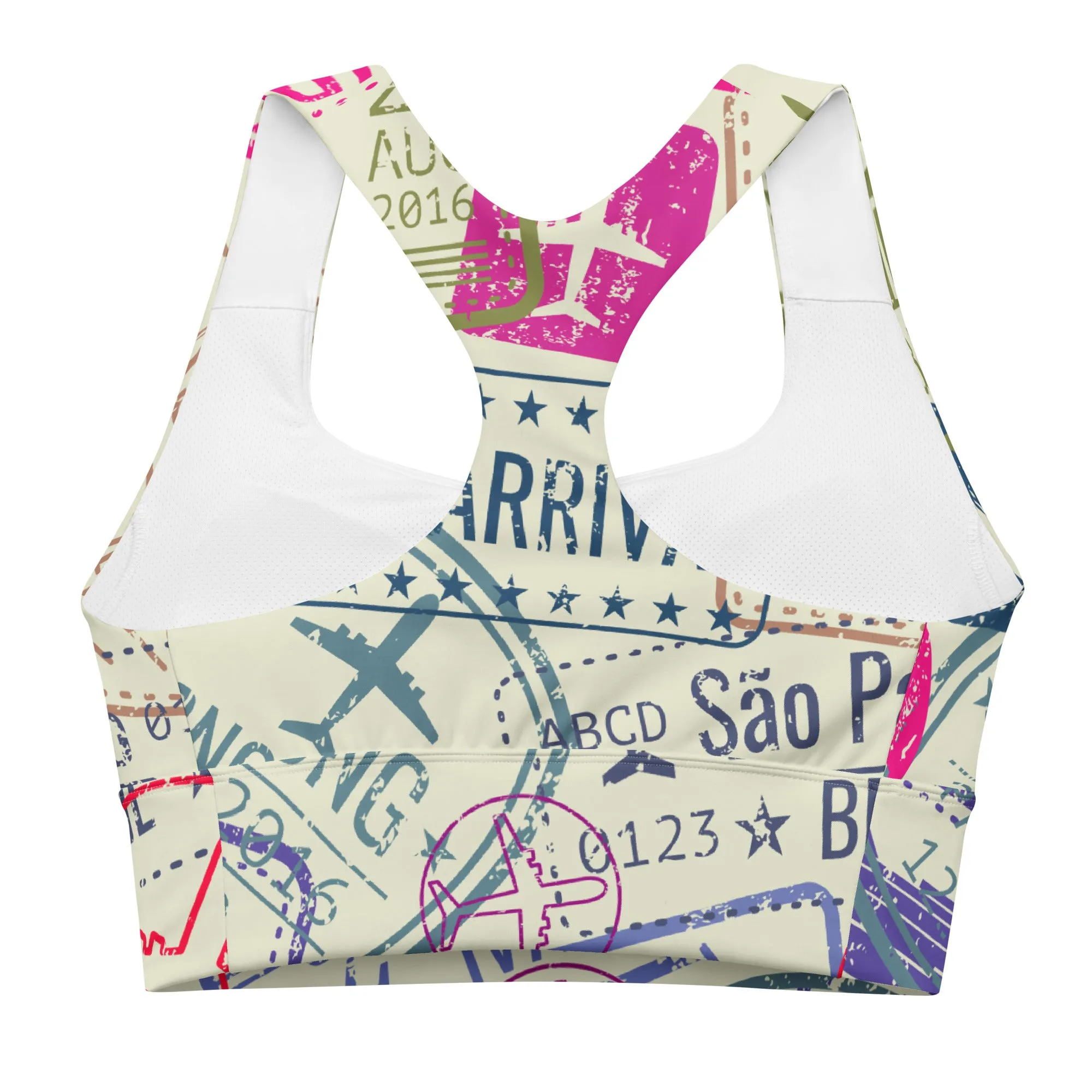 Women's Passport Stamps Sports Bra