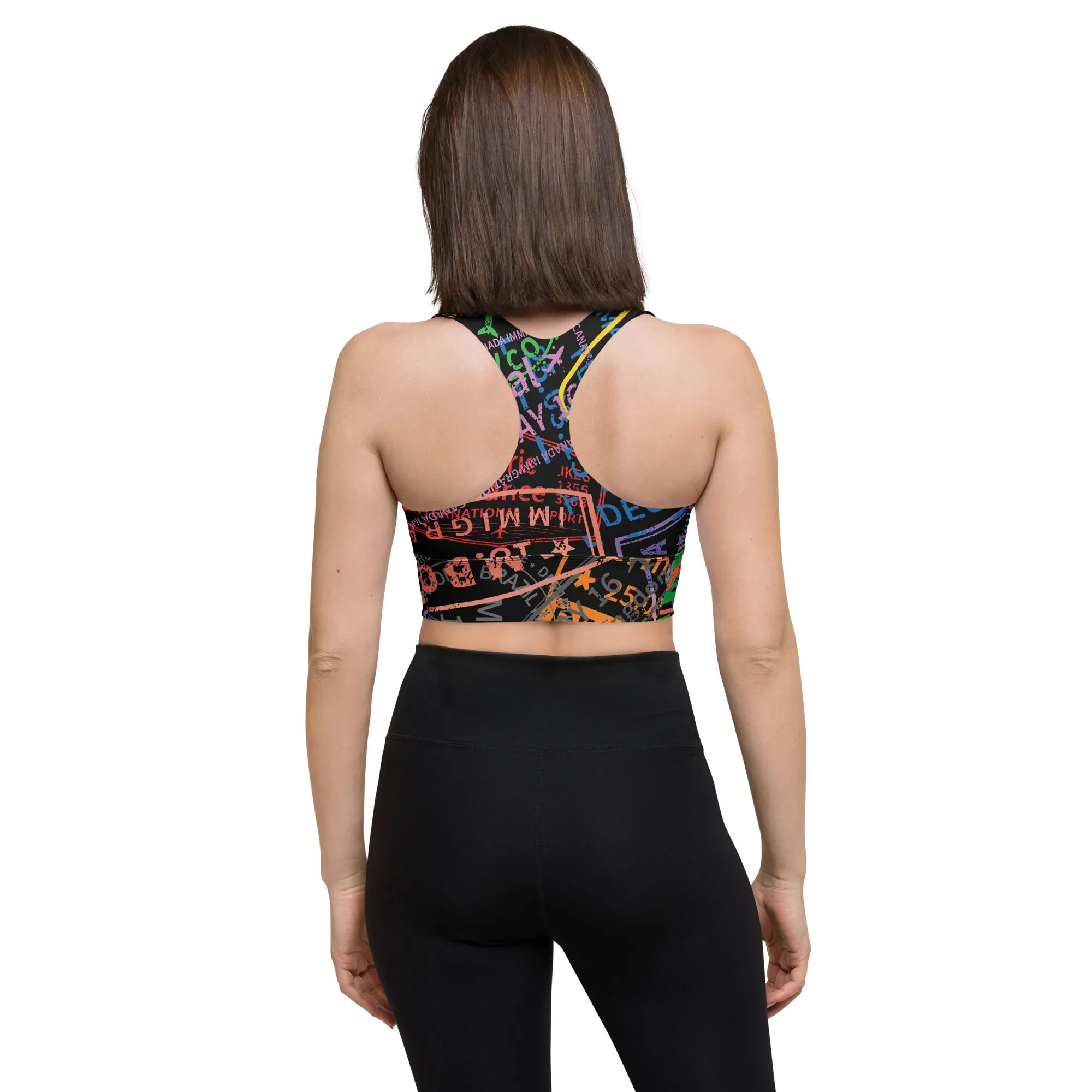 Women's Passport Stamps Sports Bra