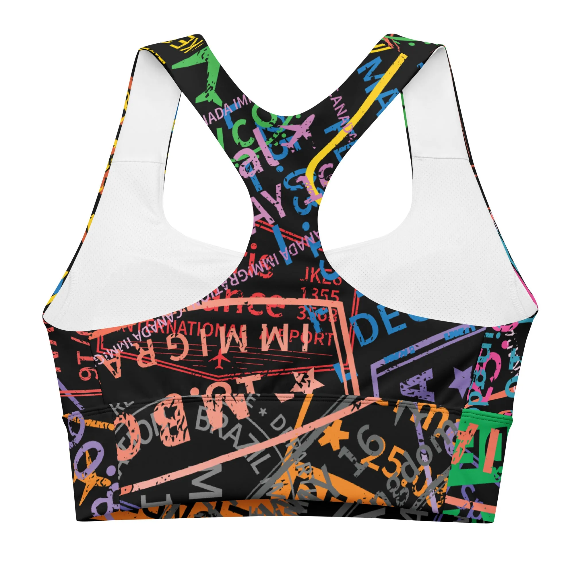 Women's Passport Stamps Sports Bra