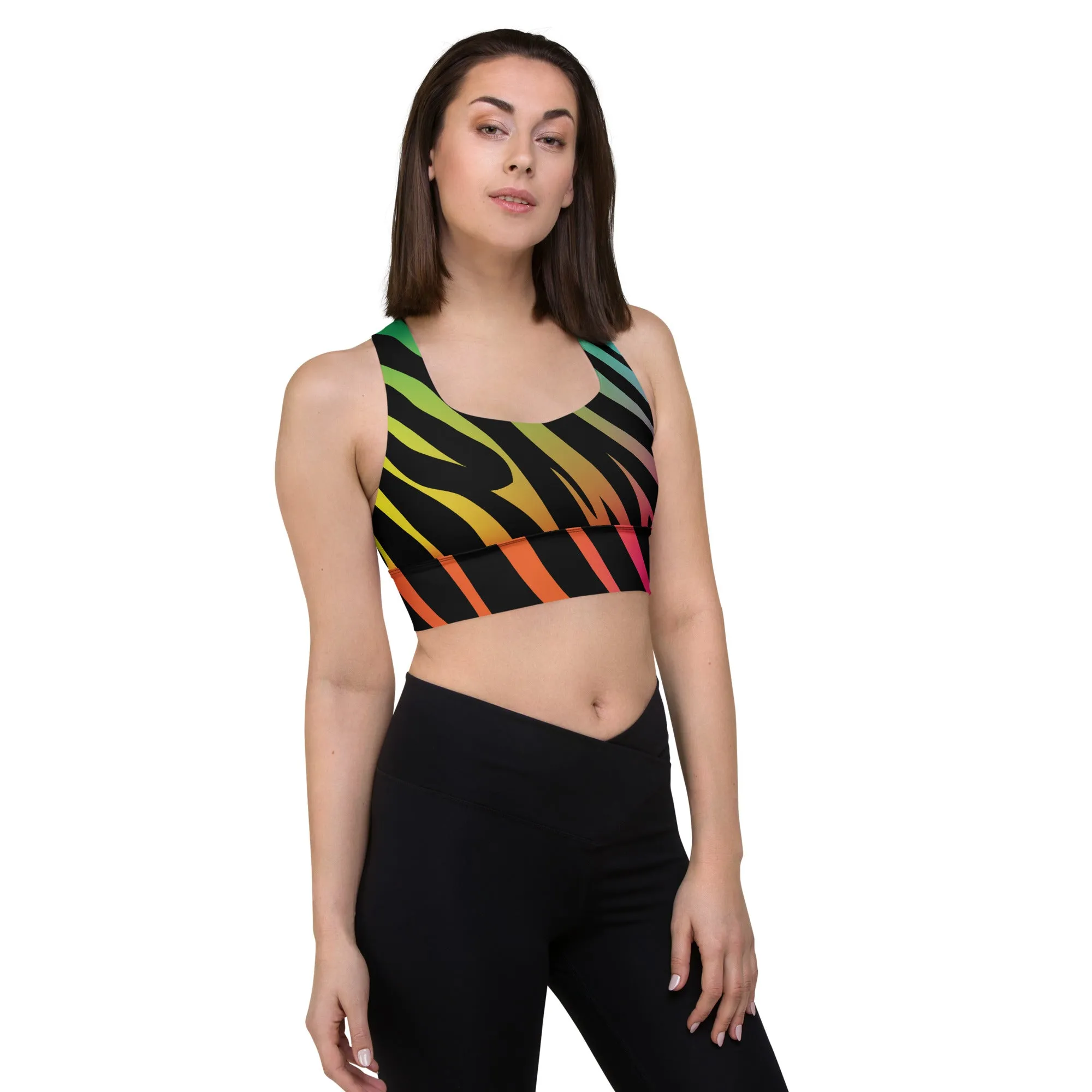 Women's Rainbow Zebra Sports Bra
