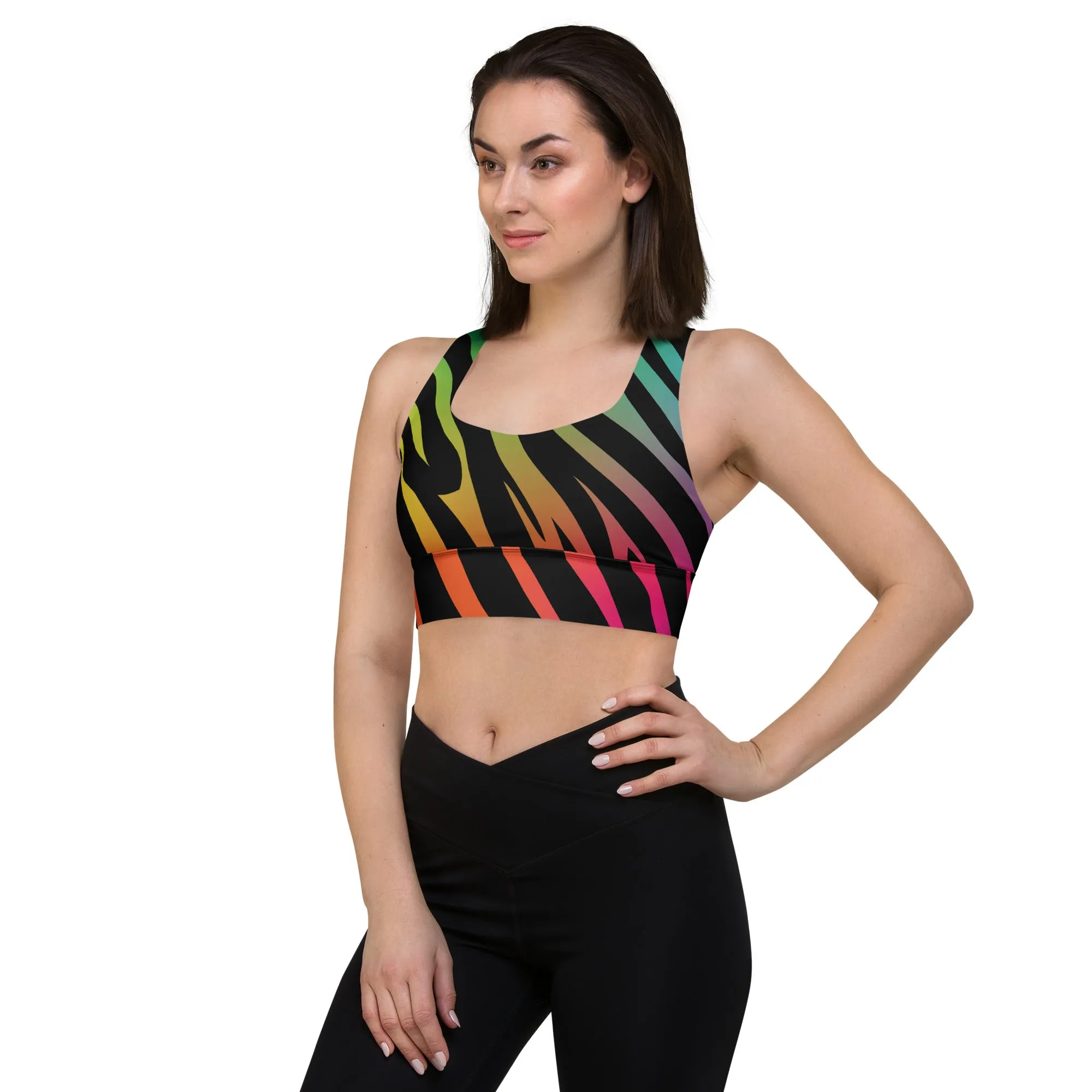 Women's Rainbow Zebra Sports Bra