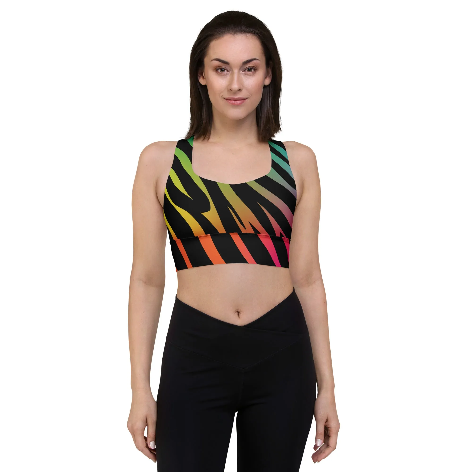 Women's Rainbow Zebra Sports Bra