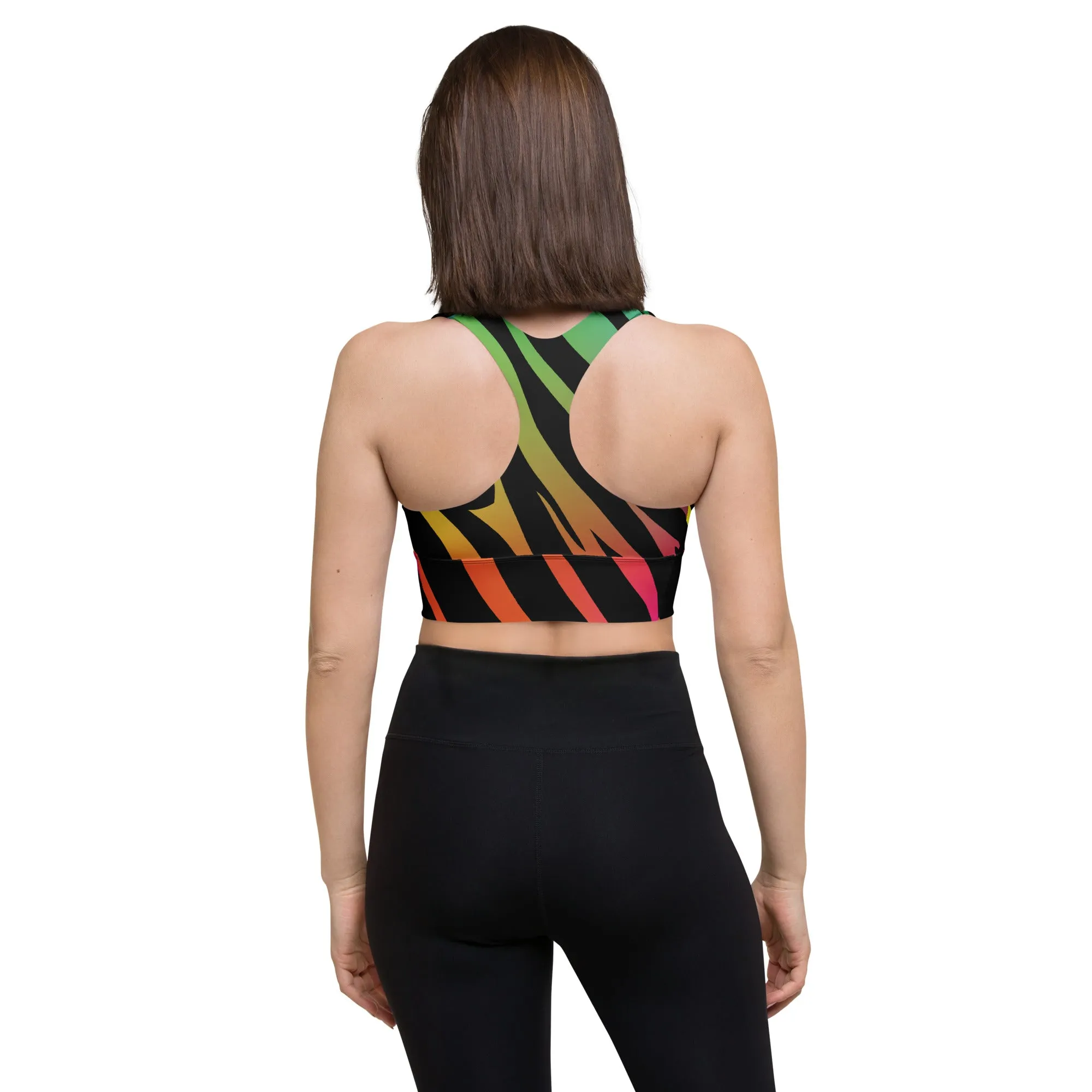 Women's Rainbow Zebra Sports Bra