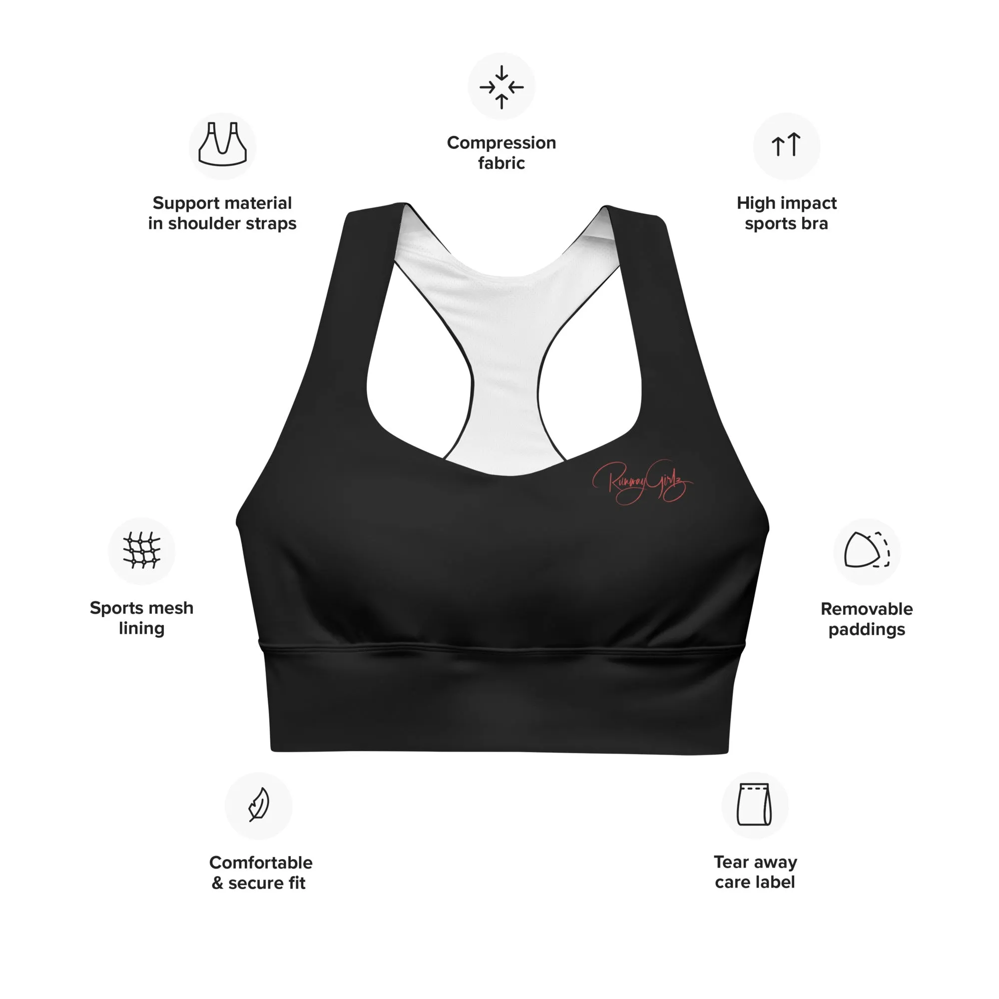 Women's Runway Girlz Sports Bra (Black/Red)