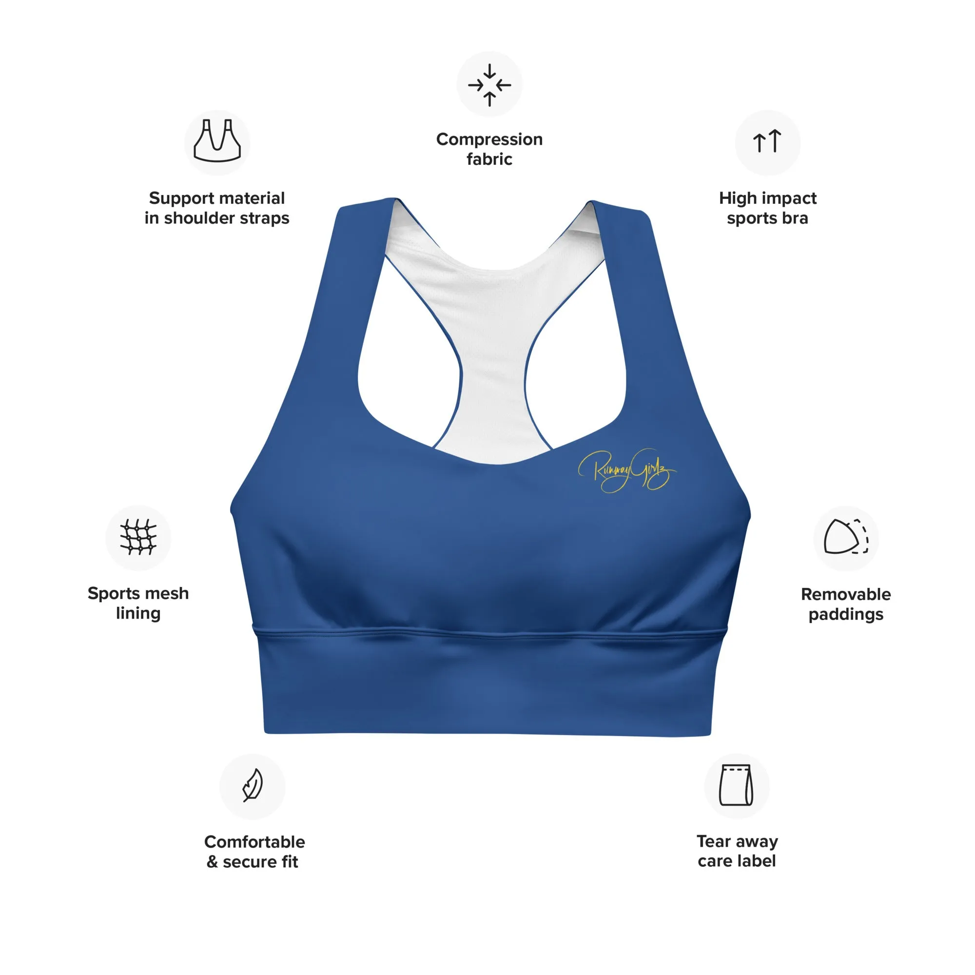 Women's Runway Girlz Sports Bra (Blue/Gold)