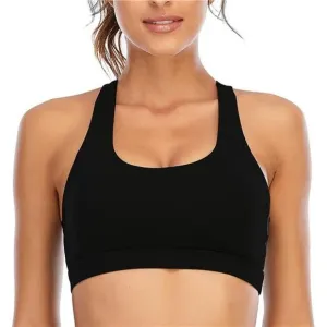 WOMENS Strappy Sports Bra Mesh Open Back Sports Bra for Workout Yoga Gym Black-3